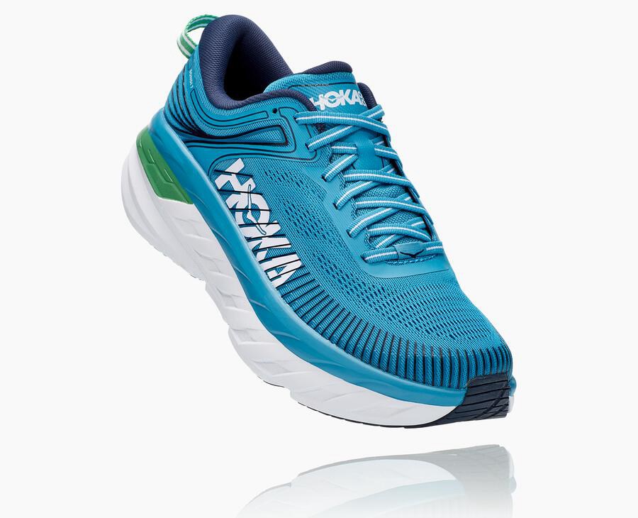 Hoka One One Løbesko Herre - Bondi 7 - Blå/Hvide - 549617HFU